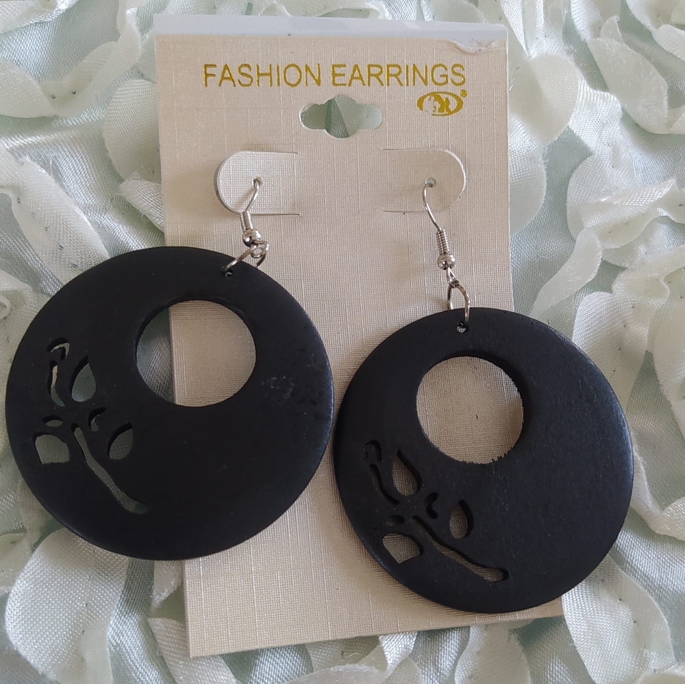 New, laser engraved wooden earrings.